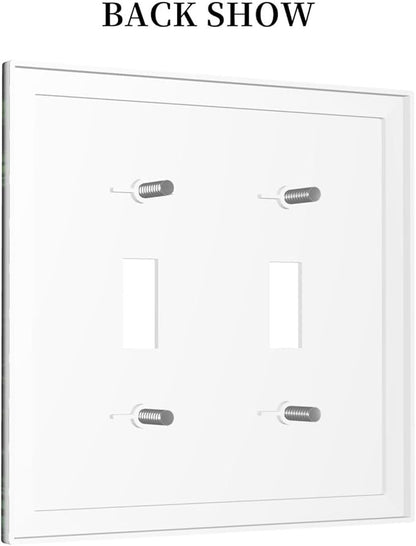 Decorative Light Switch Plate Covers Boho Red Mushroom Green Leaf Plants Floral 2 Gang Wall Plate Double Toggle Switch Cover Plate Electric Dual Device Electrical Faceplate