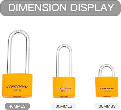 Covered Aluminum Key Lock, Extra Long Shackle Pad Lock with Same Key for Sheds, Storage Unit, School Gym Locker, Toolbox, 12 Pack