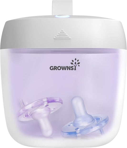 GROWNSY Pacifier Sanitizer Portable, UV Light Sanitizer on The Go for Baby, USB Charging Sanitizer Case, Mini Pacifier Sanitizer 99.99% Cleaned in 59 Seconds (White)