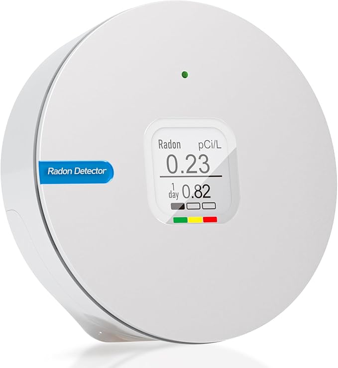 Radon Detector for Home, Portable Radon Tester, Lightweight, Easy to Use, Radon Tester with E-Ink Display, No Lab Fees, 3 AAA Batteries Powered, Bq/m3 and PCi/L Optional, White