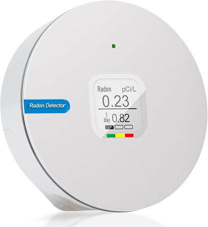 Radon Detector for Home, Portable Radon Tester, Lightweight, Easy to Use, Radon Tester with E-Ink Display, No Lab Fees, 3 AAA Batteries Powered, Bq/m3 and PCi/L Optional, White