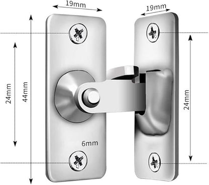 90 Degree Right Angle Door Lock Buckle Safety Door Lock Bolt, Stainless Steel Door Latch for Wooden Fences, Doors, Windows, Safety Sliding Door Latch… (Silver)