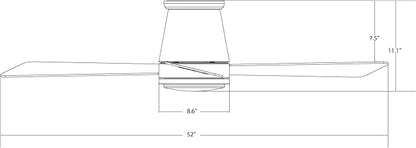 WAC Lighting F-037L-BN Hug 52" Hugger Ceiling Fan with LED Lights & Remote, Brushed Nickel