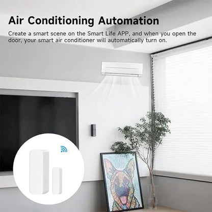 WiFi Door Window Sensor,Smart Door Open/Closed Detector with App Alert,Wireless Entry Detector Sensor Alarm for Home Security&Automation (2Pack)