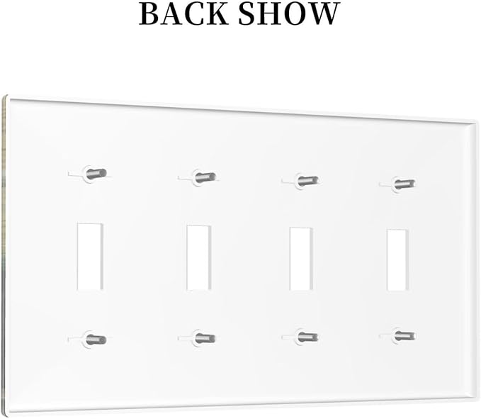 Light Switch Cover Plate Vintage Style Cat City Stamp 4 Gang Quad Toggle Wall Plate Electrical Outlet Cover Decorative Switch Plate Covers for Bedroom Home Decor