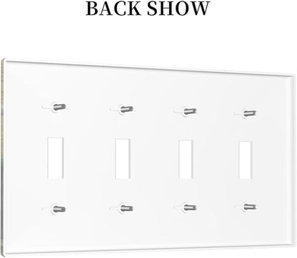 Light Switch Cover Plate Vintage Style Cat City Stamp 4 Gang Quad Toggle Wall Plate Electrical Outlet Cover Decorative Switch Plate Covers for Bedroom Home Decor