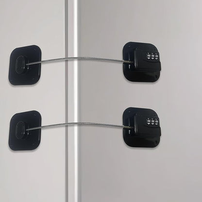 Heavy Duty Refrigerator Lock Cabinet Locks Child Safety Cabinet Locks Combination Fridge Lock for Cabinets Drawers Refrigerator (Black - 2Pack)
