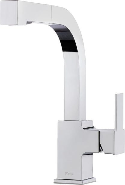 Pfister Arkitek Kitchen Faucet with Pull Out Sprayer, Single Handle, High Arc, Polished Chrome Finish, LG534LPMC