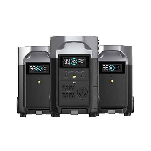 EF ECOFLOW 10.8kWh Portable Power Station: DELTA Pro with 2 Extra Battery, 120V Lifepo4 Battery Backup with Expandable Capacity, Solar Generator for Home Use, Power Outage, Camping, RV, Emergencies