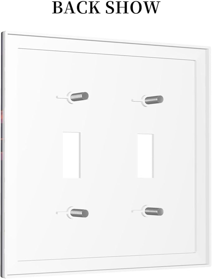 Decorative Light Switch Cover Purple Space Astronaut Planet 2 Gang Wall Plate Oversized Double Toggle Two Switch Wall Cover Dual Device Electrical Face Plate for Bedroom Home Decor