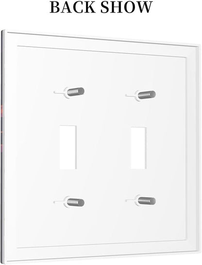Decorative Light Switch Cover Purple Space Astronaut Planet 2 Gang Wall Plate Oversized Double Toggle Two Switch Wall Cover Dual Device Electrical Face Plate for Bedroom Home Decor