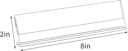 Acrylic 12 Pack Name Plates for Desks, AITEE 2x8 Clear Desk Name Plate Personalized, Desk Sign Holder for Table Display, Tent Name Plate Display for Office Conference, Business Event/School Classroom