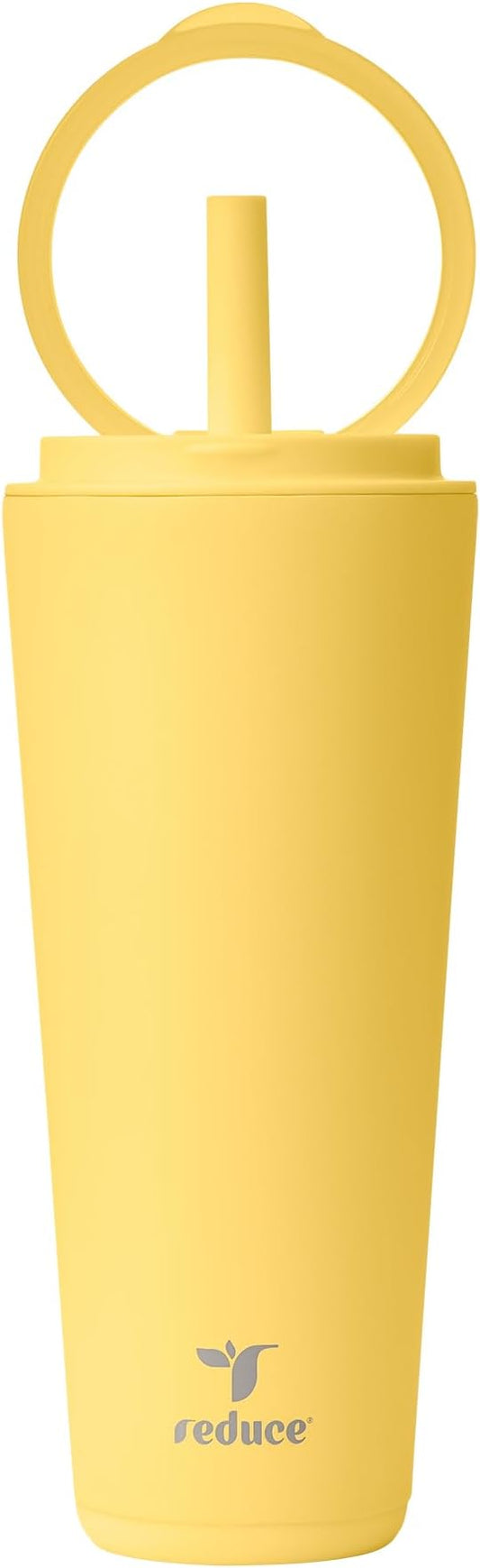 REDUCE Halo 32 oz Stainless Steel Vacuum Insulated Tumbler - Spill Proof Travel Mug with Flip Handle Lid - Keeps Drinks Cold for 32 Hrs - Dishwasher Safe - Cupholder Friendly - Pineapple