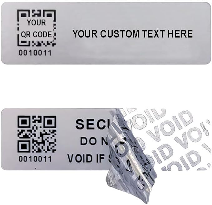 Customized Printed Tamper Evident Proof Serial Number QR Code Labels Sequential Bar Code Stickers Consecutive Security Warranty Void Label-Sealing for Package