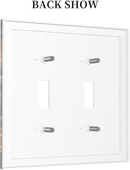 Decorative Light Switch Cover Plate Black Wood Board Gold Dust Coffee Beans 2 Gang Wall Plate Oversized Double Toggle Two Switch Wall Cover Plate Dual Device Face Plate