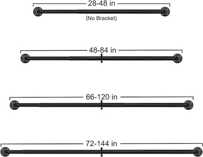 Refrze 2 Pack Curtain Rods for Windows 48 to 84 Inch, Industrial Curtain Rods Wrap Around, Heavy Duty for Bedroom & Outdoor, 48-84", "Black Curtain rod