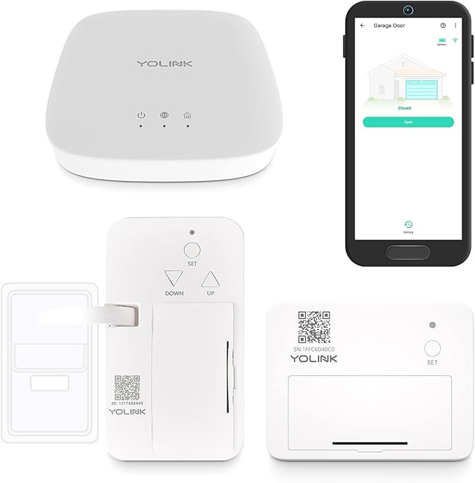 YoLink Smart Garage Door Solution Kit - Convert Any Garage Door to Smart in Seconds! Battery-Powered, No-Wires, No-Tools Super-Easy Installation. Compatible with Alexa & IFTTT