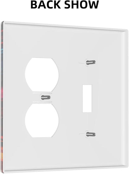 Decorative Outlet Covers Scrawl Colorful Basketball Graffiti Hoop 2 Gang Wall Plate Cover Single Toggle Duplex Combo Two Switch Light Switch Cover Plate Jumbo Dual GFCI Faceplate
