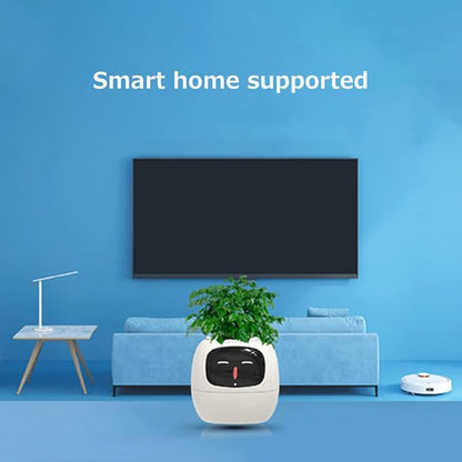 Intelligent Flower Pot, Electronic Bud, Maintenance Plant Assistant, Fun Interactive Flower Pot, Indoor Green Planting Monitoring, LCD Screen Display, Cell Phone APP Connection (White)