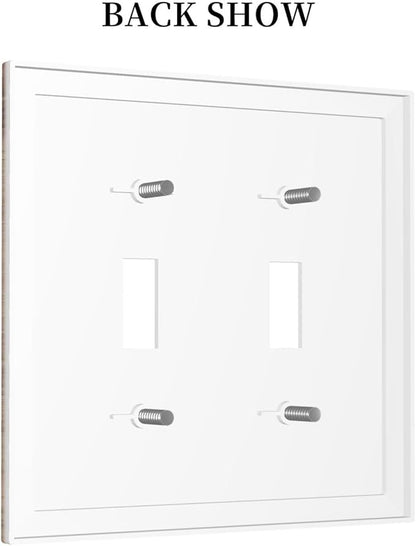 Decorative Switch Plates Rustic Brown Wood Grain 2 Gang Double Toggle Outlet Light Switch Cover Wall Plate Electrical Faceplate for Farmhouse Kitchen Decor