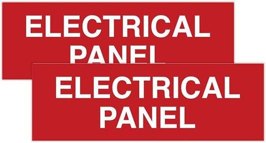 All Quality Basic Electrical Panel Sign - Fire Regulation Safety Compliance Sign -Red - Large (2 Pack)
