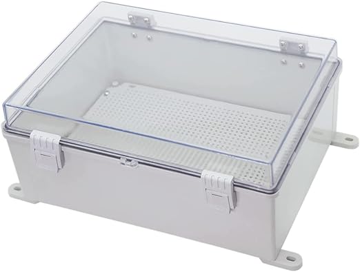 Co. ABS Waterproof IP67 15.75" x 19.68" x 7.87" Clear Cover Hinged Electronics Box with Mounting Plate, Bracket