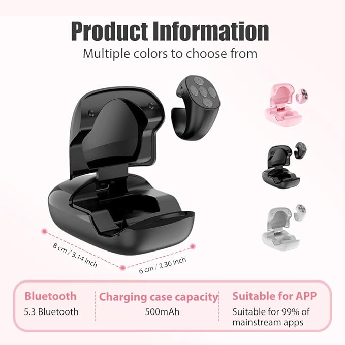 Fingertip Wireless Bluetooth Remote Control, 2026 New Bluetooth Ring Scroller Video Scrolling Ring Remote Control Page Turner (Pink)