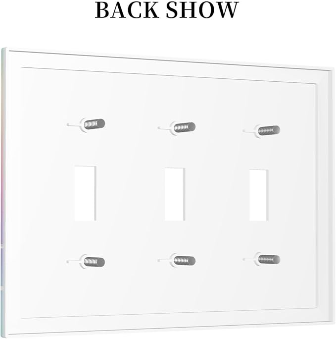 Decorative Light Switch Cover Plate Pink Blue Purple Iridescent Rainbow 3 Gang Wall Plates for Electrical Outlets Triple Toggle Switch Plate Covers Outlet Covers Faceplate for Bedroom Decor