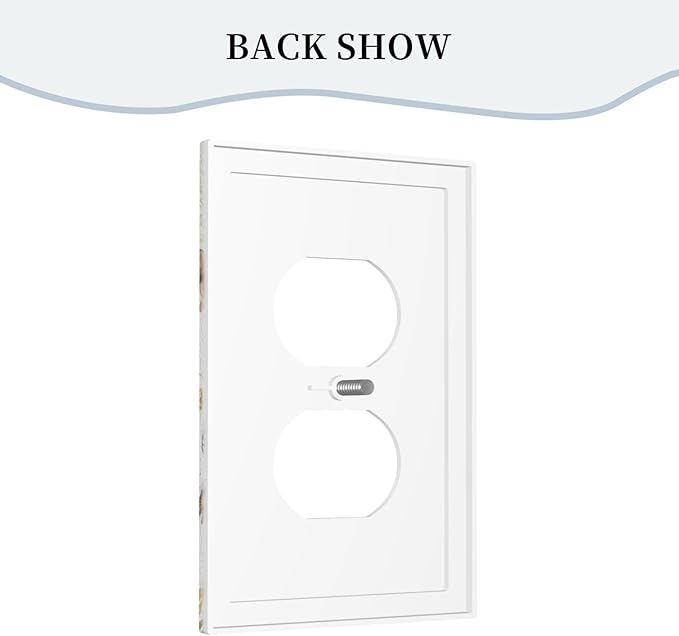 Decorative Light Switch Cover Boho White Background Butterfly Rustic Flower Personalized Wall Plate Single Duplex Switchplate 1 Gang Outlet Plate Decora Light Switch Plate for Bedroom Decor