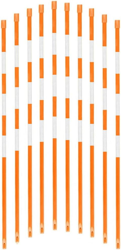 FiberMarker Snow Markers 60-Inch, 1/4-Inch Diameter Reflective Snow Poles 50pack, Orange Hollow with 3pc 7" Reflective Tapes