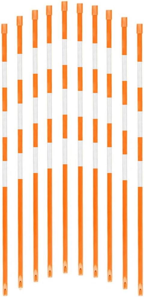 FiberMarker Snow Markers 60-Inch, 1/4-Inch Diameter Reflective Snow Poles 50pack, Orange Hollow with 3pc 7" Reflective Tapes