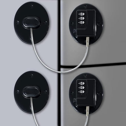 Fridge Lock AOSITE Refrigerator Lock Combination Black Combo Fridge Locks with Code for Adults 2 Pcs Refrigerator Lock for Children Adhesive Freezer Door Lock Child Safe Refrigerator Lock for Kids