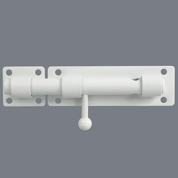Alise 6 inch Barrel Bolt Latch,Slide Bolt Latch,Heavy Duty Solid SUS304 Stainless Steel Slide Lock for Wooden Fence,Barn Door,Interior or Outdoor Door White MS8000-W