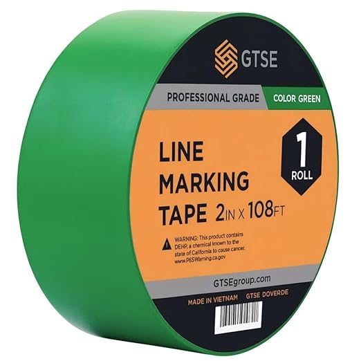 GTSE 2 inch x 108 ft Green PVC Vinyl Floor Tape, 24 Rolls, Safety Marking Tape, 6 mil Thick, Suitable for Dance Floors, Gyms, Warehouses, Sports Facilities
