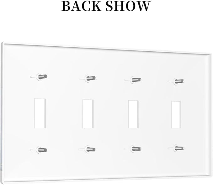 Decorative Light Switch Cover Plate Watercolor Dragonfly Blue Wihte Flower 4 Gang Wall Plates for Electrical Outlets Quad Toggle Switch Plate Covers Outlet Covers Faceplate for Bedroom Decor