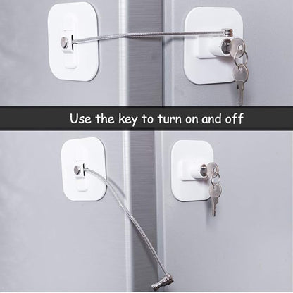 Fridge Lock,Refrigerator Locks,Freezer Lock with Key for Child Safety,Locks to Lock Fridge and Cabinets,White Fridge Lock