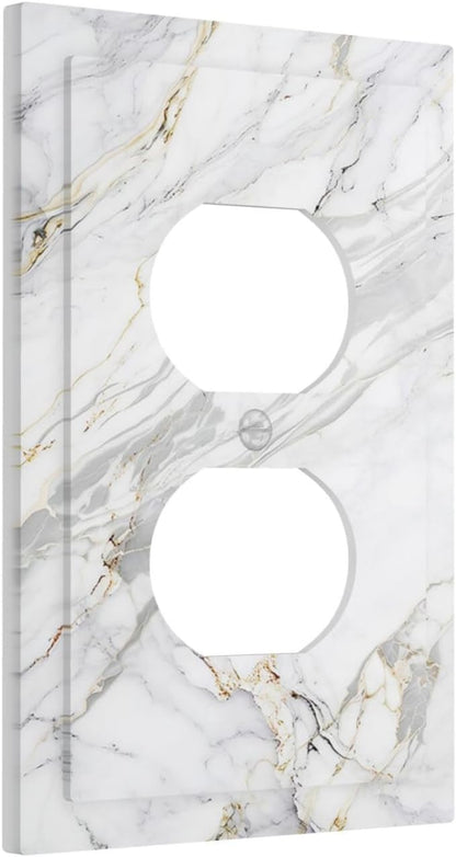 Outlet Covers Gray Gold Marble Abstract Modern Luxury 1 Gang Duplex Light Switch Cover Plate Decorative Switch Plate Covers Electrical Socket Cover for Bedroom Home Decor