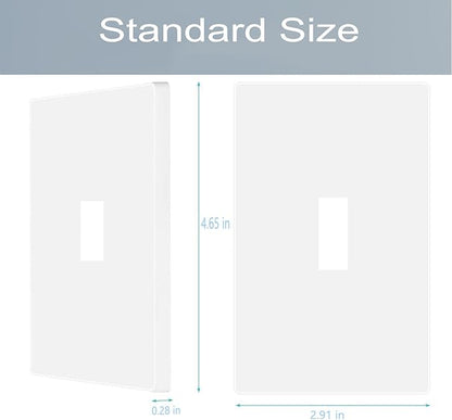 1-Gang Screwless Toggle Switch Wall Plate Cover Toggle Switch Outlet Electrical Faceplate for Light Switch, Receptacle, Dimmers, USB Outlet, GFCI, Child Safe Cover Plate, White (10-Pack)