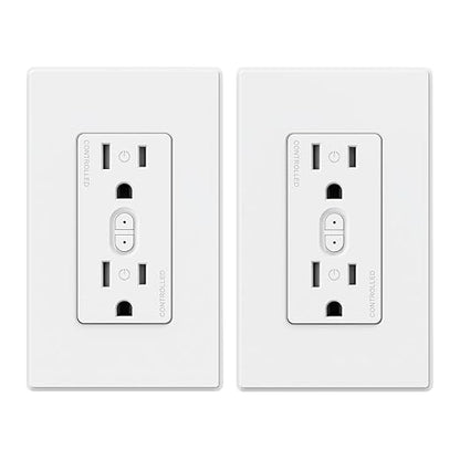 ELEGRP Smart Plug, Smart in-Wall Outlet Compatible with Alexa and Google Assistant, 2.4GHz Wi-Fi Smart Receptacle with Energy Monitoring, No Hub Required, UL Listed, White, 2 Pack