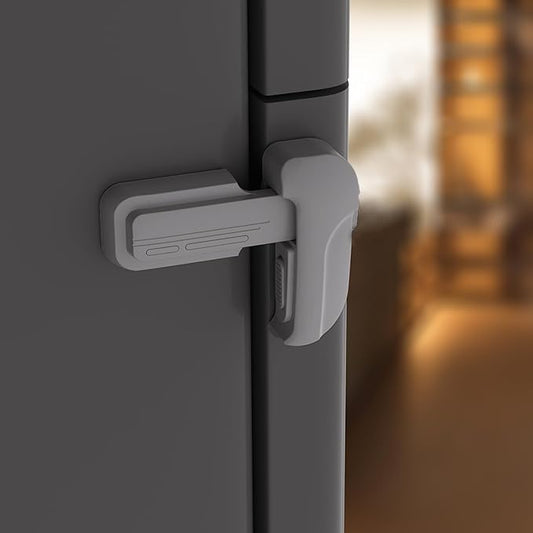 2 Pack Upgrade Child Proof Refrigerator Lock with Two Ways to Open, Home Fridge Freezer Door Lock Latch Catch to Keep Door Closed, no Tools Need or Drill (Grey)