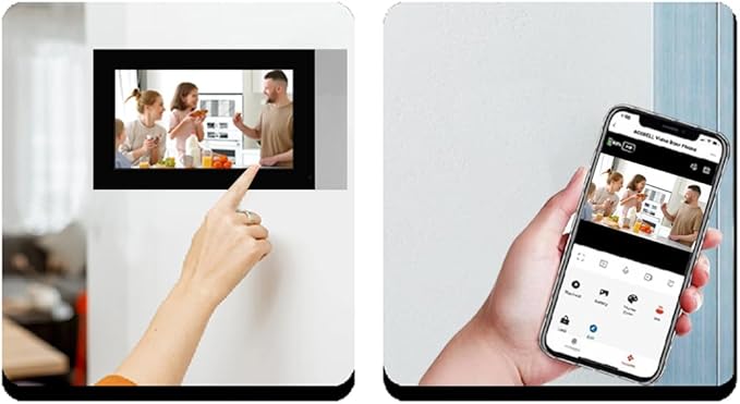 Video Doorbell with 7-inch LCD Monitor, Call Button Tuya WiFi Intercom Kit Smart Video Door Phone System 1080P 4-Wired Doorbell Camera Full Touch Monitors for Villa Home (Silvery)