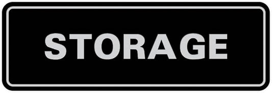 Standard STORAGE Door/Wall Sign - Black/Silver - Small (1 Pack)