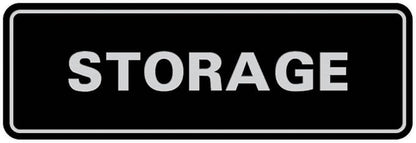 Standard STORAGE Door/Wall Sign - Black/Silver - Large (1 Pack)