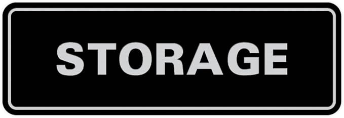 Standard STORAGE Door/Wall Sign - Black/Silver - Medium (1 Pack)