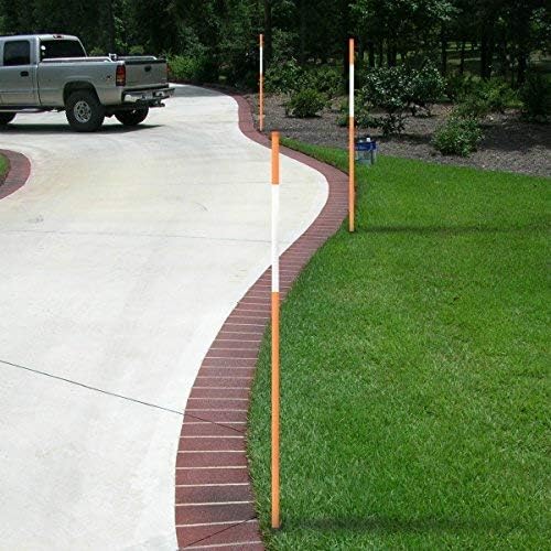 FiberMarker 48-Inch Reflective Driveway Makers Orange 20Pcs, 5/16-Inch Dia Solid Fiberglass Poles Snow Stakes for Parking,Walkways Easy Visibility