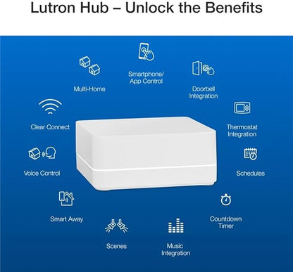 Lutron Diva Smart Dimmer Switch Kit for Caseta Lighting w/ Hub, Pico Remote & Pedestal, Smart Dimmer Works with Apple Home, Ring, Google Home, 3 Way, DVRF-BDG-1DP-A