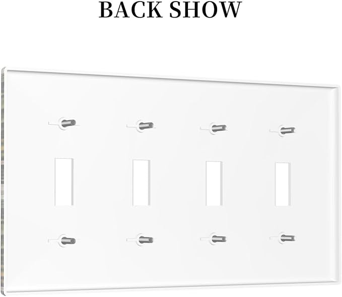 Decorative Light Switch Plate Covers Rustic Green Leaf White Daisy Yellow Floral 4 Gang Light Switch Cover Plate Quad Toggle Wall Plate Outlet Covers Faceplate for Bedroom Home Decor