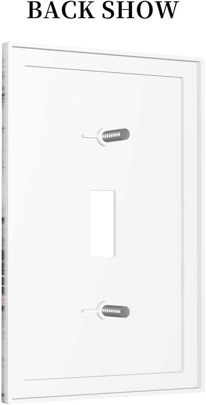 Decorative Light Switch Cover White Marble Pattern Black Lines Pink Lines 1 Gang Single Toggle Device Electrical Faceplate Switchplates Decorator Outlet Wall Plate for living Room