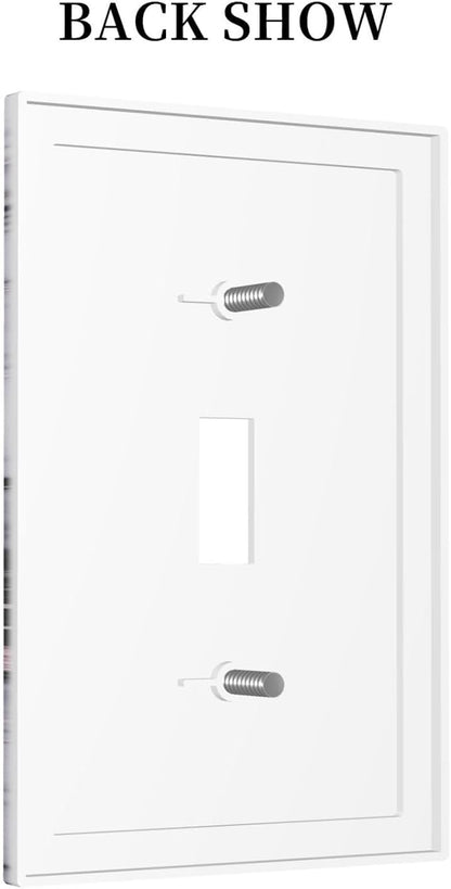 Decorative Light Switch Cover White Marble Pattern Black Lines Pink Lines 1 Gang Single Toggle Device Electrical Faceplate Switchplates Decorator Outlet Wall Plate for living Room