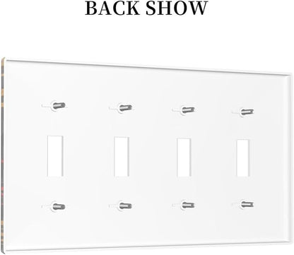 Decorative Light Switch Plate Covers Gamepad Theme Graffiti 4 Gang Light Switch Cover Quad Toggle Wall Plate Outlet Covers for Game Room Bedroom Home Decor